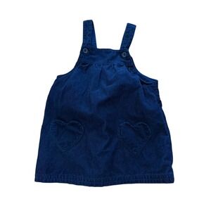 Carter's Girl's Navy Blue Corduroy Jumper w/ Heart Pockets - 12 months